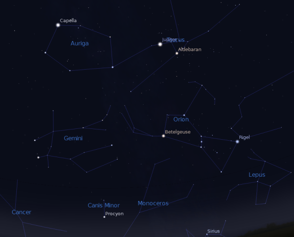 Sazvežđe Geminidi (Blizanci) - foto: Stellarium