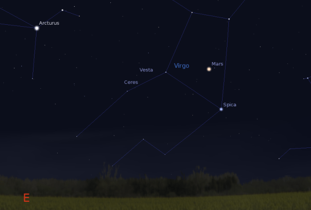 Mars (08.04.2014) - foto Stellarium