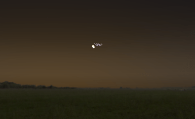 Konjukcija Jupitera i Venere - foto: Stellarium