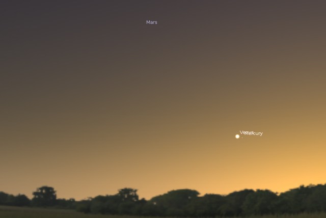 Konjukcija Venere i Merkura - 11.01.2014. (foto: Stellarium)