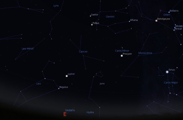 Jupiter u sazvežđu Lav - foto: Stellarium