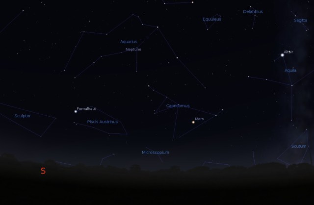 Mars u sazvežđu Jarac - foto: Stellarium