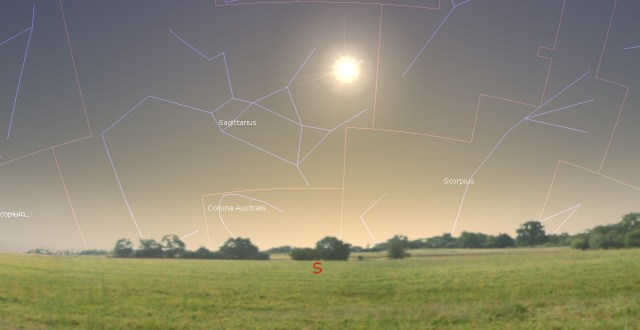 Početak zime i Sunce u sazvežđu Strelac- foto: Stellarium
